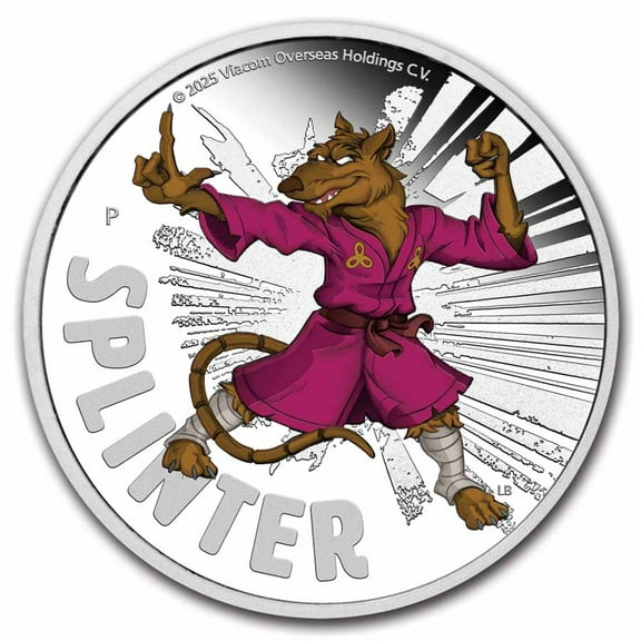 2025 TUV 1 oz Silver Colorized TMNT Splinter Proof (Box)