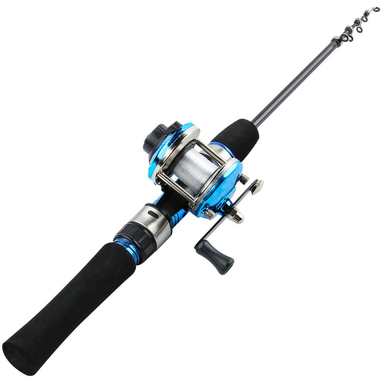 Sougayilang 1.2m Mini Ice Telescopic Carbon Ice Fishing Rod with Trolling  Reel Combo Portable Ice Fishing Reel Pole Sets Tackle