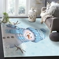 thumbnail image 6 of Light Blue Christmas Area Rug 4x6ft Snowman with Cap Xmas Snowflake Non-Slip Washable Square Rugs Soft Felt Indoor Floor Mat for Bedroom Kitchen Living Room Bathroom, 6 of 8