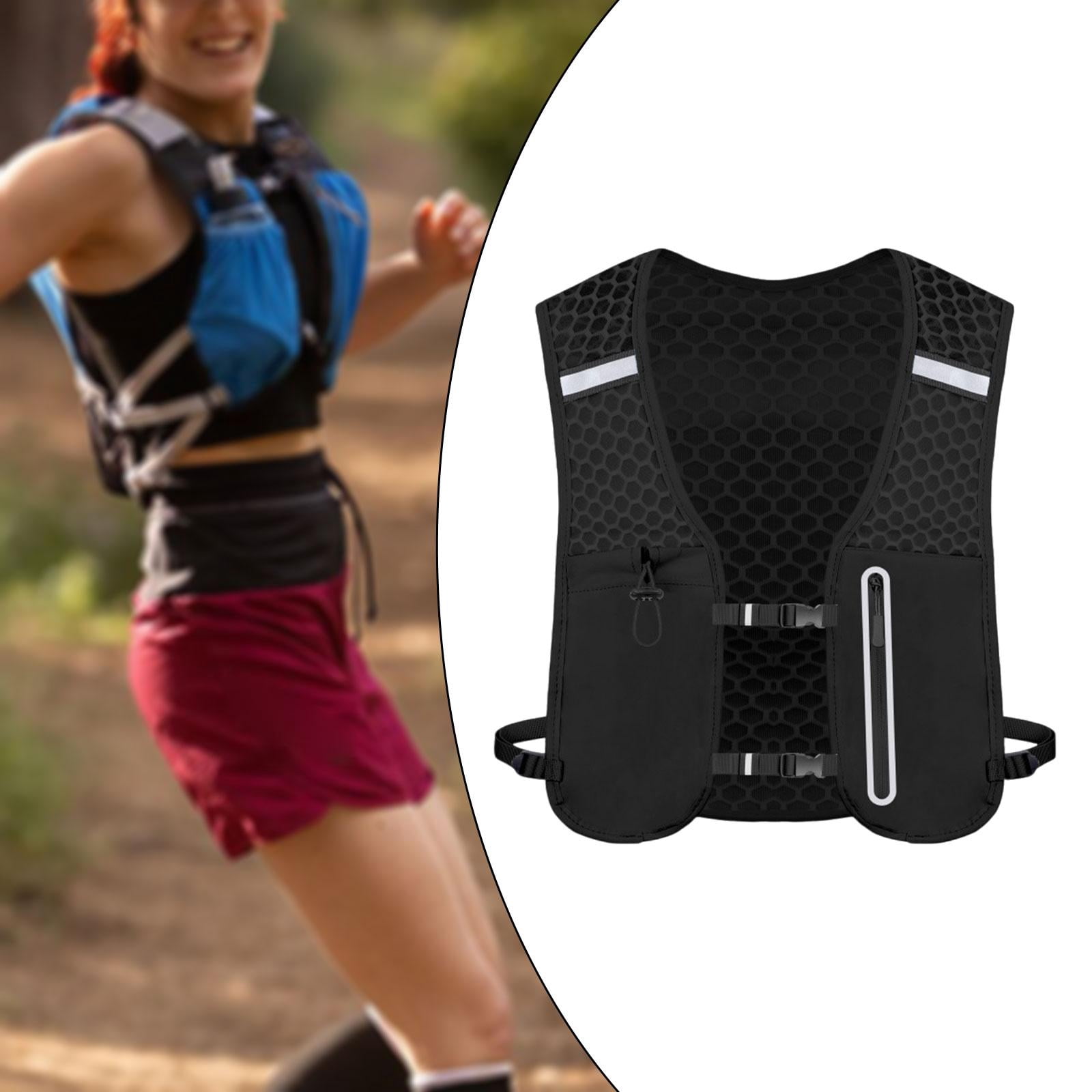 QccHieUs Running Vest Pack 2 L with Adjustable Waistband Outdoor Sports Bag for Women Men black