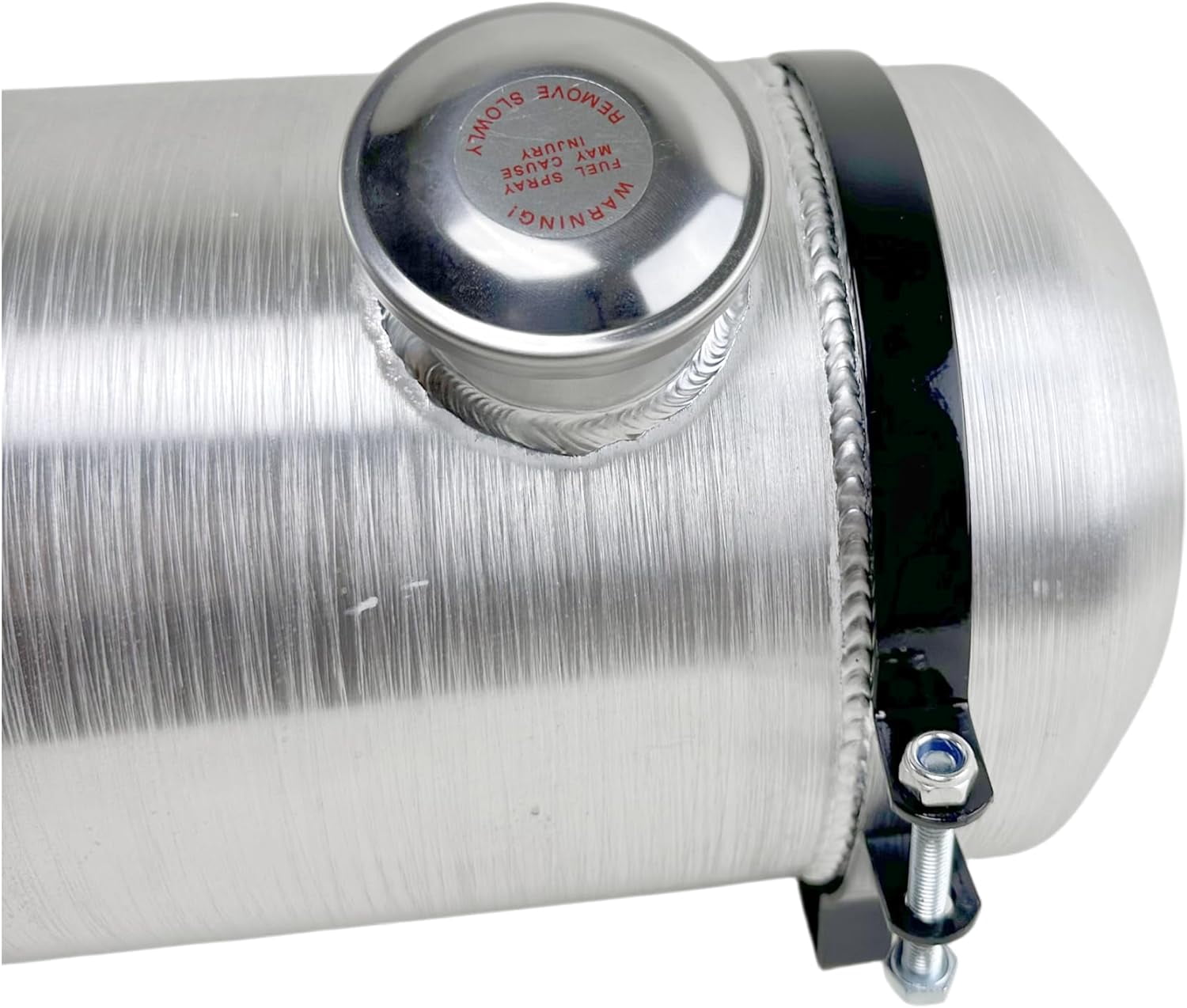 JSD 5 Gallon Overall 8" x 24" Aluminum Round Fuel Tank Spun Fuel Gas Tank Cell With Level Gauge End Fill 1/4" NPT