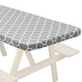 thumbnail image 3 of Lann's Linens 72'' x 30'' Fitted Vinyl Tablecloth w/ Flannel Backing, Gray Moroccan, 3 of 7