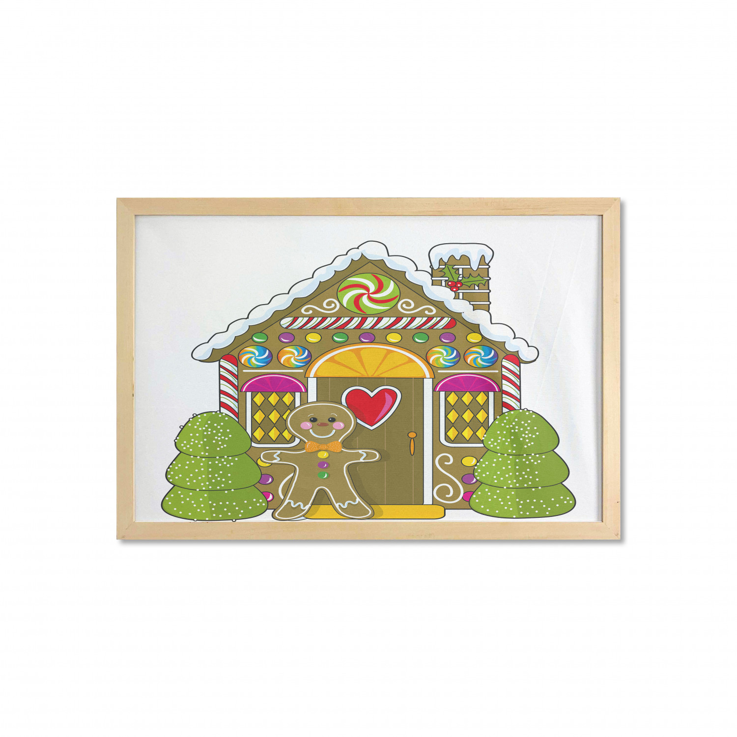 Gingerbread Man Wall Art With Frame Dessert Themed House Colorful Candies Cookie Man Graphic Printed Fabric Poster For Bathroom Living Room Dorms 35 X 23 Multicolor By Ambesonne Walmart Com Walmart Com