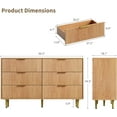 thumbnail image 3 of 56 in Wide Fluted Dresser for Bedroom with 6 Drawers, Wooden Chest of Drawers with Metal Handle & Feet, Natural Dresser for Living Room, Hallway, Bedroom, 3 of 7