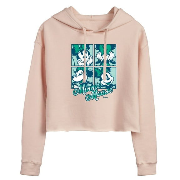 Disney - Plaid Minnie Mouse - Juniors Cropped Pullover Hoodie