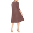 thumbnail image 3 of Women's Plus Size Round Neck 3/4 Sleeves Solid A-Line Midi Dress, 3 of 4