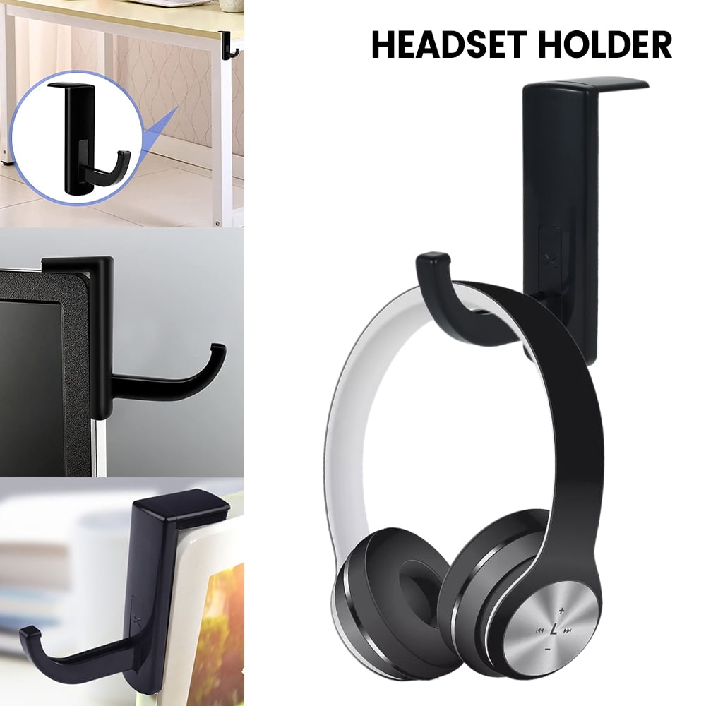 Acrylic Headphone Stand Hanger Tape Hook Under Desk Headset Holder Mount 
