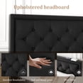 thumbnail image 3 of Lijimei Full Size Platform Bed Frame with Upholstered Button Tufted Headboard, Easy Assembly, No Box Spring Needed, Black, Velvet Fabric, 3 of 9