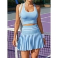 thumbnail image 3 of Sociala Ribbed Two Piece Tennis Sets Racerback Tops Pleated Skirts Athletic Golf Sets, 3 of 8