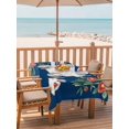 thumbnail image 2 of Outdoor Tablecloth with Umbrella Hole for Patio/Picnic/Party/Camping, Navy Blue Cute Bunnies Waterproof Table Cloth Rectangle Table Cover Washable, Farmhouse Rustic Floral Botanical (60"x 84"), 2 of 8