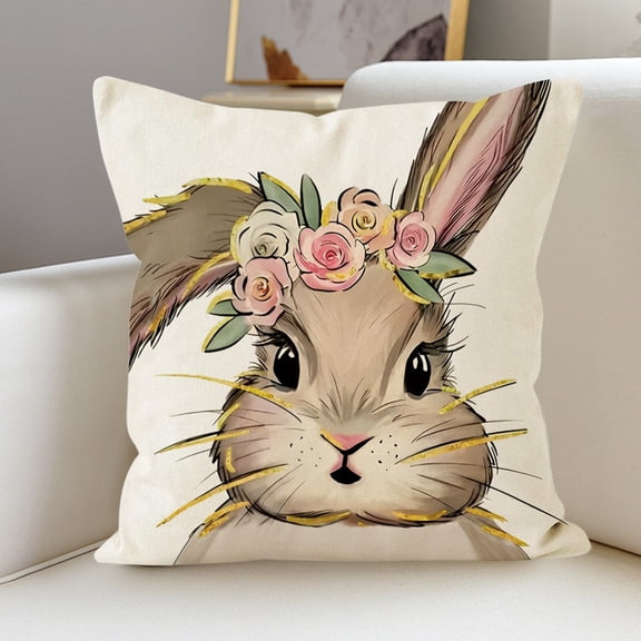 UP TO 70% OFF! YZEGDCH Easter Bunny Throw Pillow Covers 18x18 Inch Spring & Easter Throw Pillow Case for Spring Farmhouse Decor Easter Gift
