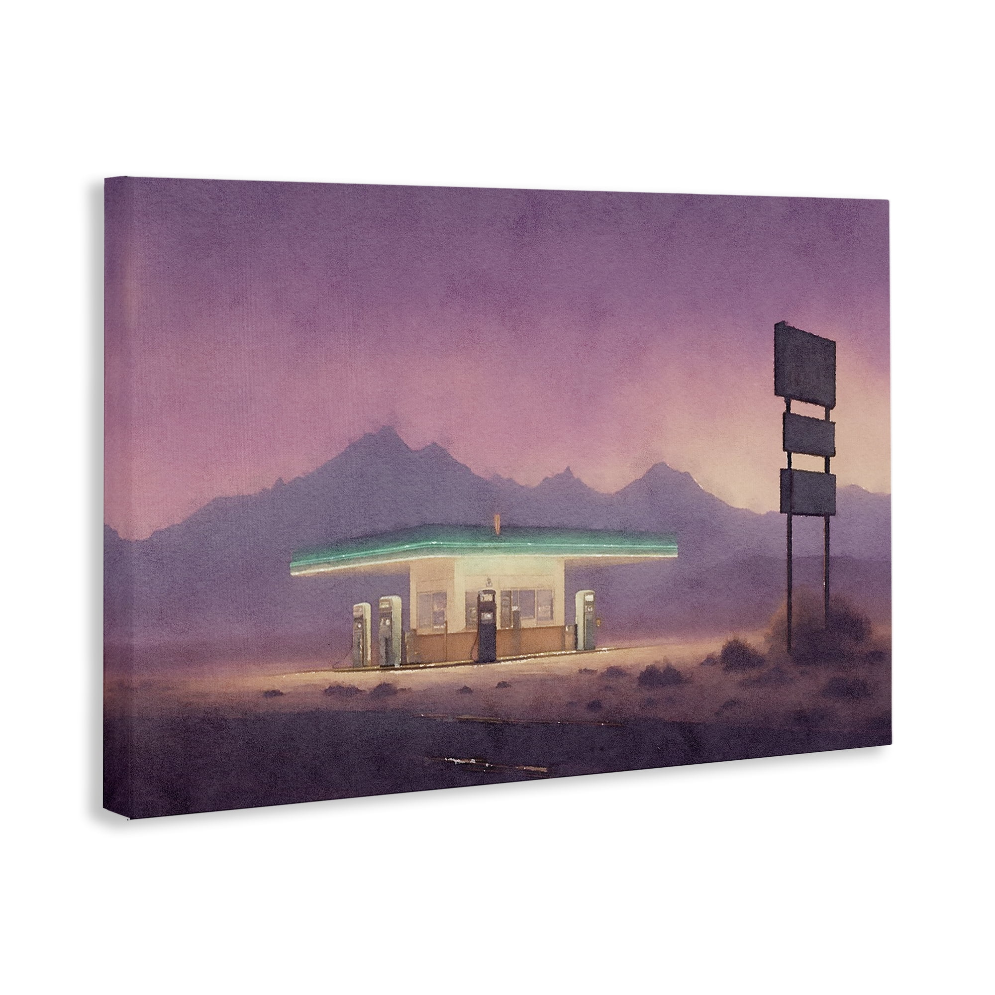 Stupell Industries Desert Gas Station Scenic & Cityscapes Painting Wrapped Canvas Art Print Wall Art, 36 x 24
