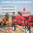 thumbnail image 3 of YRLLENSDAN Folding Wagon with Wheels Foldable Wagon Grocery Wagon Outdoor Wagon Cart Portable Wagon Utility Wagon for Camping Beach Sports Wagon,Red, 3 of 8
