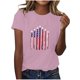 thumbnail image 1 of Blusas para las Mujeres Casual, Estampado Manga Corta Cuello Redondo Camiseta Top Hecho de Cómodo Estante de Imitación para Toda la Temporada de Uso Diario, Tops Cortos para las Mujeres, 1 of 5