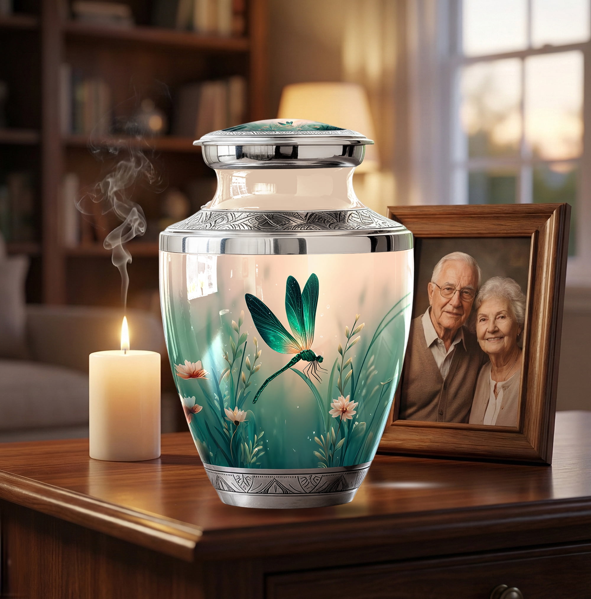 Dragonfly Urn for Ashes for Men - Large Funeral Urns for Adult Female - 10 Inch Decorative Urns for Women - Dragonfly Cremation Urn for Male Dad
