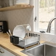 thumbnail image 2 of happimess DSH1000A Compact 17.25" Fingerprint-Proof Stainless Steel Dish Drying Rack With Wine Glass Holder, Stainless Steel/Black, 2 of 11