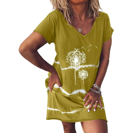 

Avamo Night Shirts for Women Nightgowns V Neck Short Sleeve Printed Sleep Shirts Comfy Soft Pajamas Sleepwear S-5XL