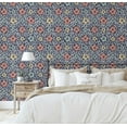 thumbnail image 3 of S4Sassy Ikat Floral Print Wallpaper - Asian Style Wall Covering, 25" x 120" Self-Adhesive Textured Vinyl Wallpaper, Walls Wrap, Easy DIY Wall Covering For Bedroom, Living Room, Living Spaces - Blue, 3 of 6