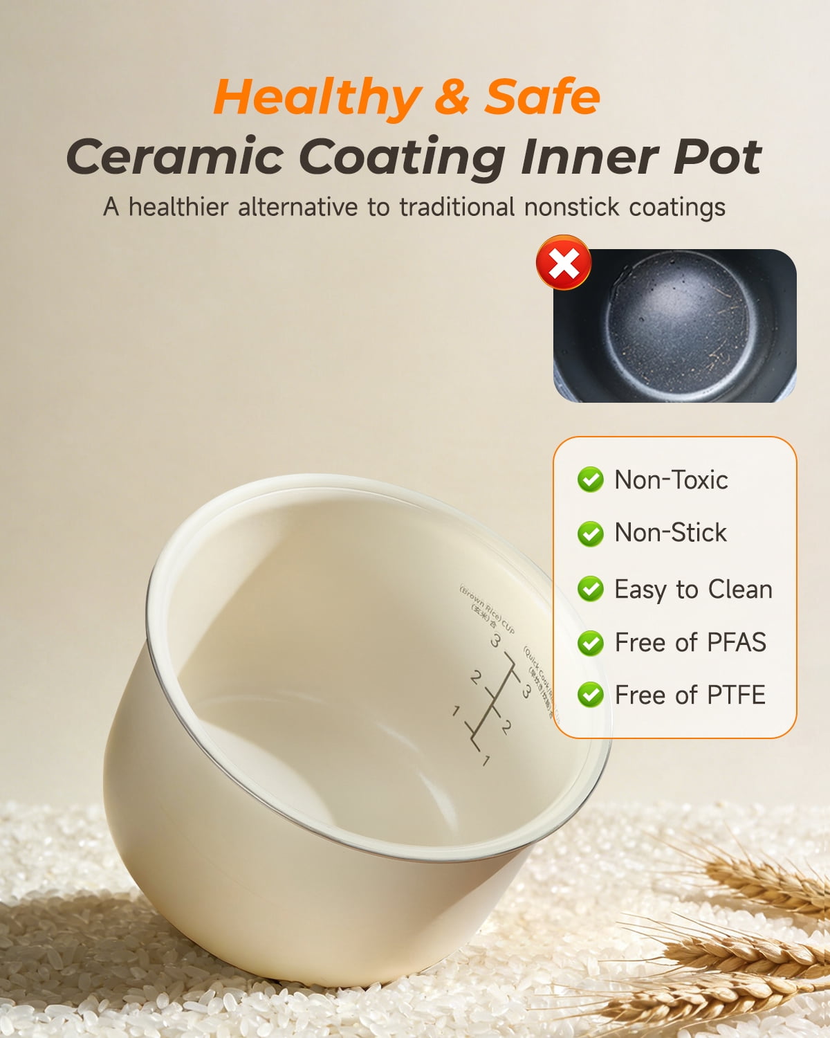 Lacidoll Low Temperature Cooking 3-Cup Uncooked / 6-Cup Cooked Electric Rice Cookers, White - Adjustable Temperature, 6 Menu Options, 12H Delay Timer
