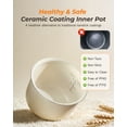 thumbnail image 3 of Lacidoll Low Temperature Cooking 3-Cup Uncooked / 6-Cup Cooked Electric Rice Cookers, White - Adjustable Temperature, 6 Menu Options, 12H Delay Timer, 3 of 10
