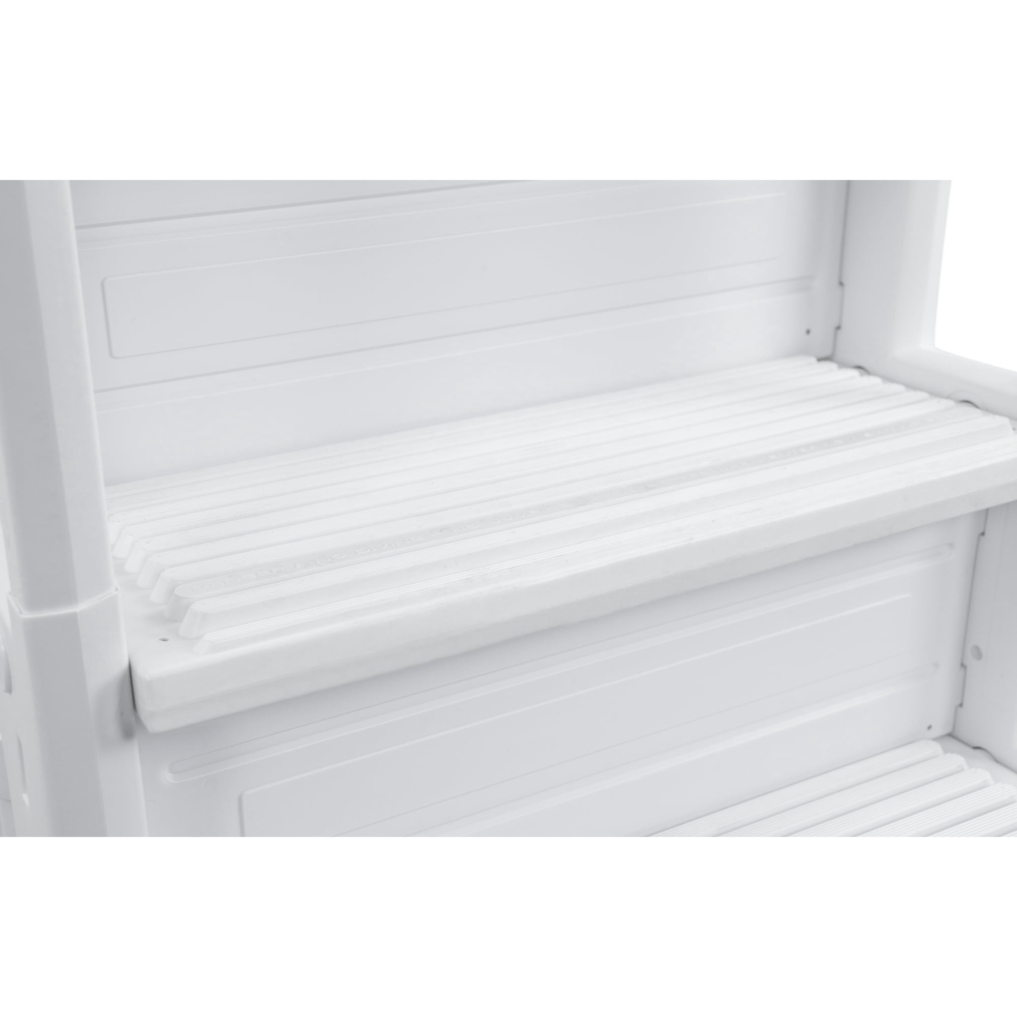 Aqua Select White Anti-Slip Pool Steps with White Steps and White Outside Flip-up Safety Ladder, 48-54"H