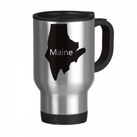 

Maine America USA Map Outline Travel Mug Flip Lid Stainless Steel Cup Car Tumbler Thermos