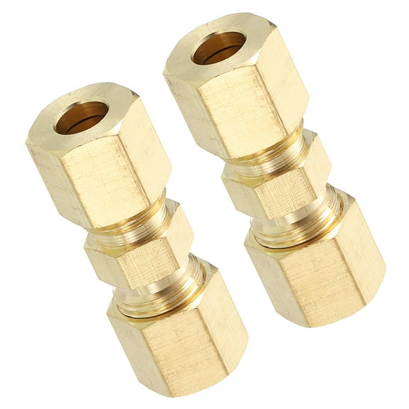 2Pcs Compression Tube Pipe Fittings, 1/4" Compression Union Connector Adapter