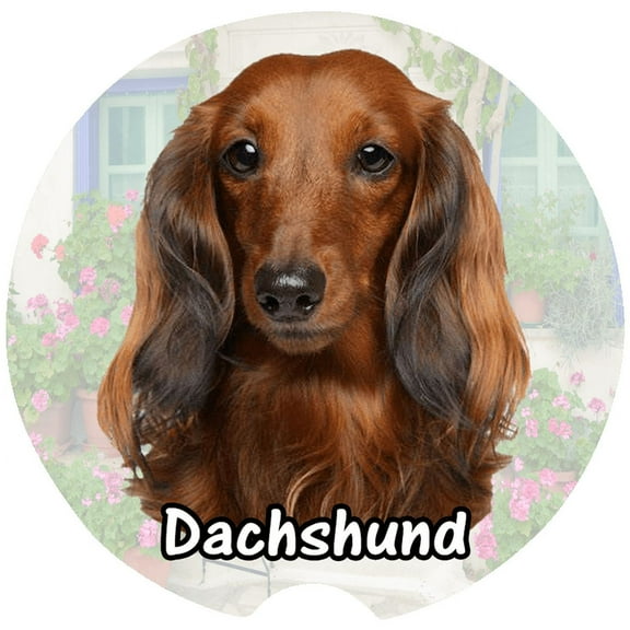 Dachshund Car Coaster, Absorbent Stoneware Car Cup Holder Coaster, Set of 2