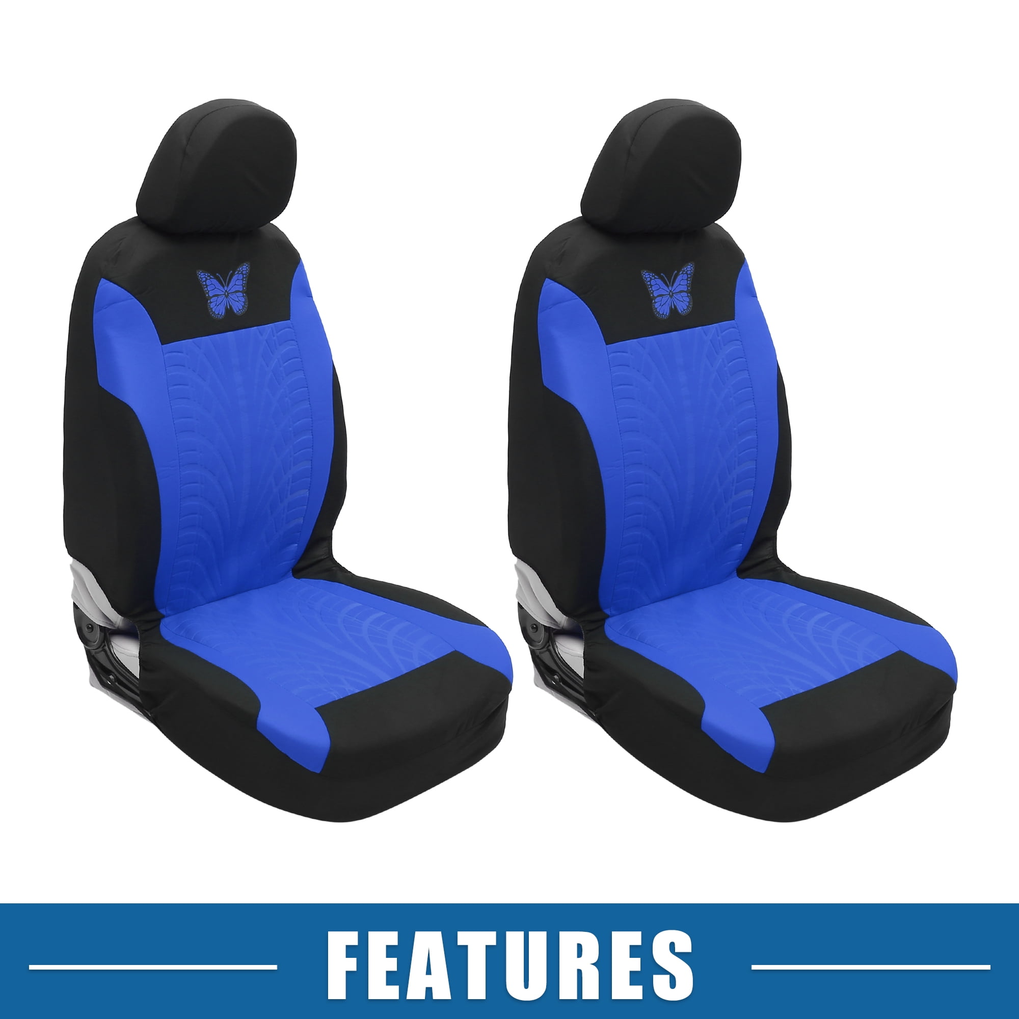 Unique Bargains 4Pcs Universal Washable Butterfly Car Seat Covers Kit Blue
