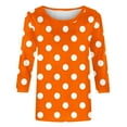 thumbnail image 6 of Staron Women's Casual Polka Dot Tops Round Neck 3/4 Sleeve Loose Blouse Fashion Printed T-shirt, Orange 5XL, 6 of 6