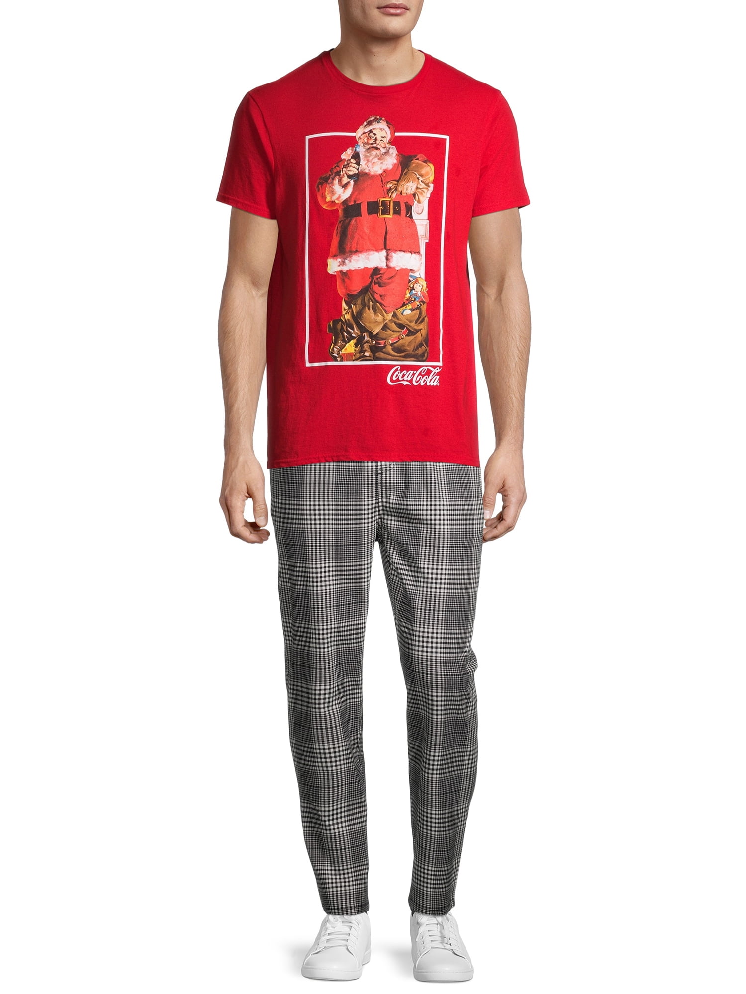 Coca Cola Santa Christmas Holiday Men's and Big Men's Graphic T-shirt