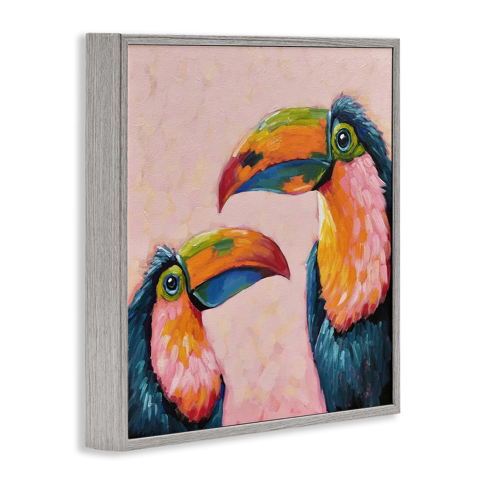 Stupell Industries Tropical Toucan Paradise Gray Framed Giclee Art, design by Lucia Stewart