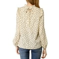 thumbnail image 4 of INSPIRE CHIC Women's Polka Dots Back Bow Tie Long Sleeve Leisure Blouse XL Beige, 4 of 8