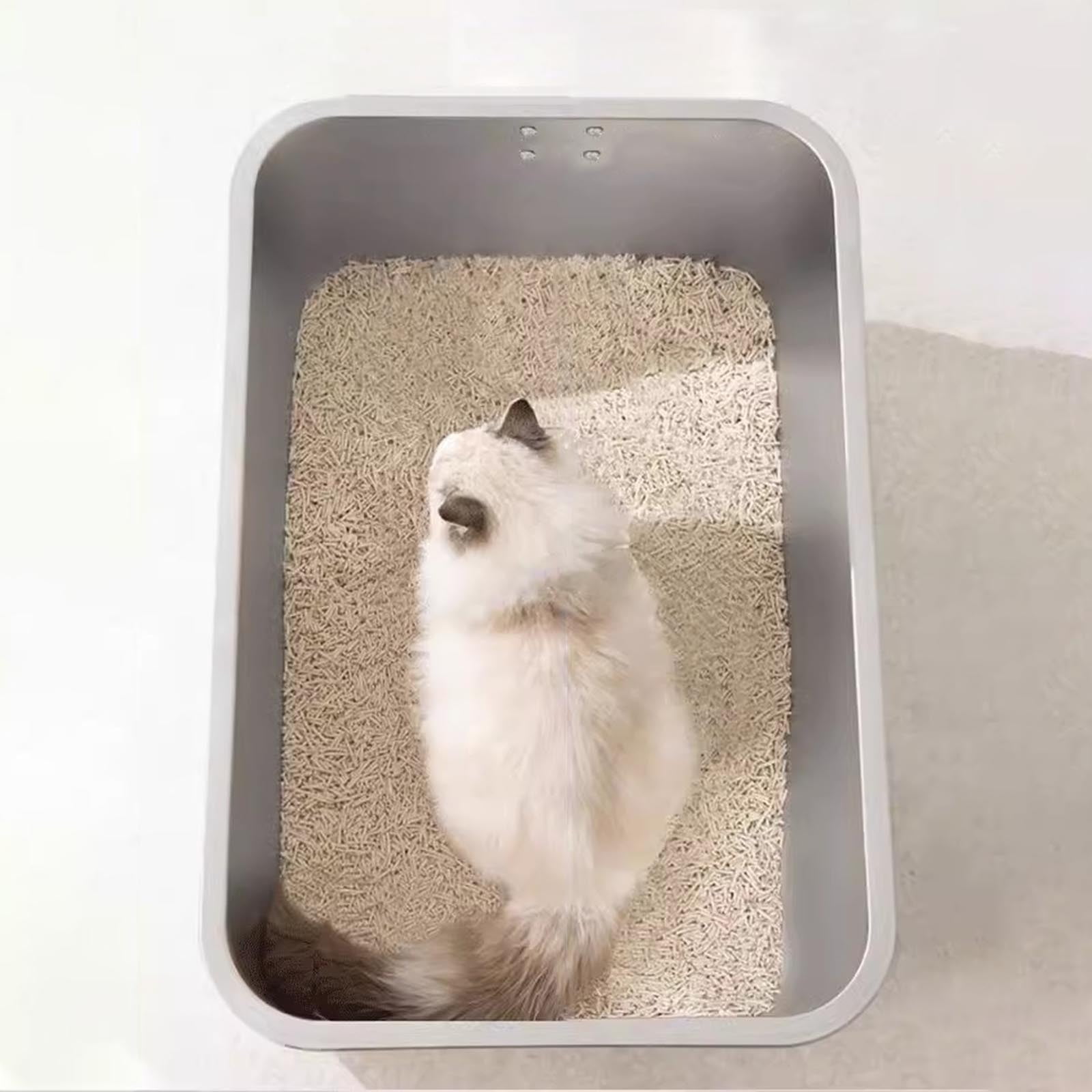 Infidev Extra Large Stainless Steel Cat Litter Box, Rustproof, Non-Stick, Odorless and Easy to Clean for Small Cats, Kittens and Rabbits
