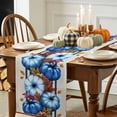 thumbnail image 3 of Table Runner Dresser Scarves 90 Inch Long,Retro Autumn Blue Pumpkins Linen Dining Table Runners, 3 of 9