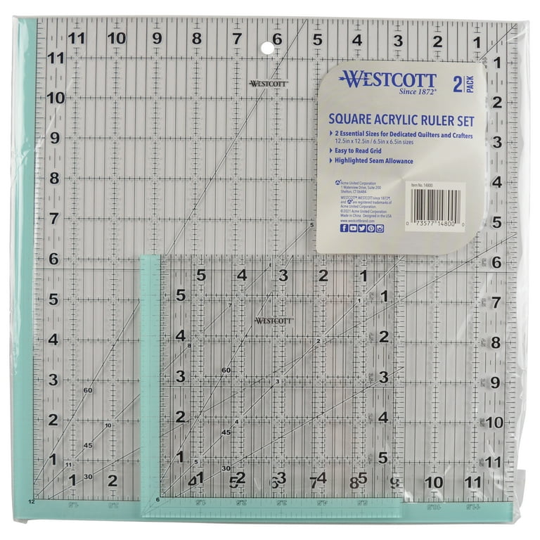 Westcott - Westcott Acrylic Ruler Pack, Metric/Imperial, Clear, 2-Pack  (14800-PARENT)