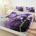 thumbnail image 3 of Manfei Dreamy Purple Butterfly Twin Sheet Sets for Female, Oil Printing Twin Fitted Sheet, Romantic Animal Flat Sheet, Ultra Soft Home Decor, 3pcs, 3 of 7