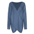 thumbnail image 3 of Gibobby Suéter cuello v, Suéter para Mujer Elegante y Ligero Manga Larga(Azul,CH), 3 of 5