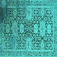 thumbnail image 1 of Ahgly Company Indoor Square Oriental Turquoise Blue Industrial Area Rugs, 6' Square, 1 of 4