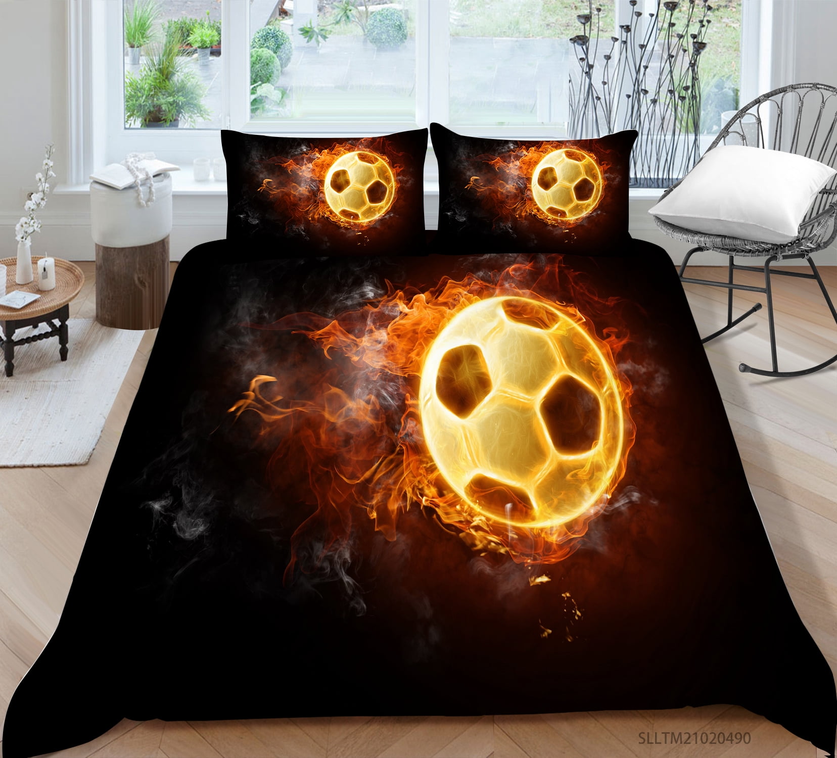 wenjialing Fashionable 3D Football Printing Duvet Cover Set Highend