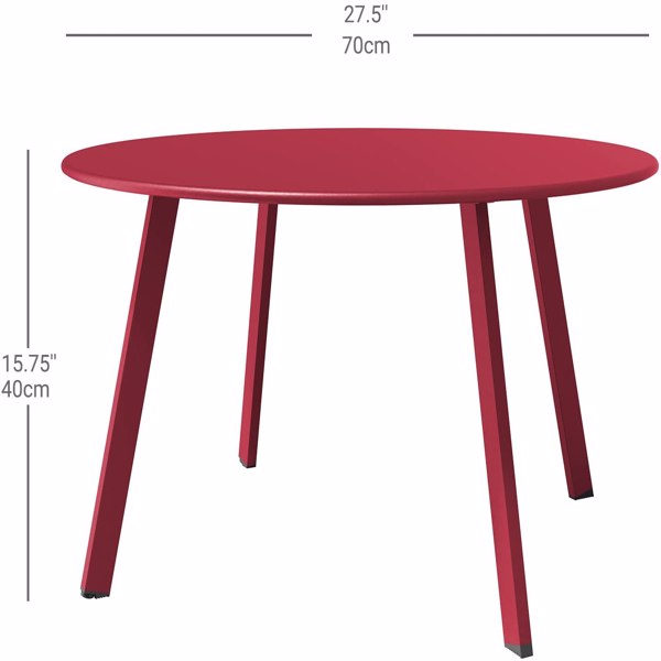 Chok Patio Side Table Outdoor, Metal Side Table Small Round Side Table Weather Resistant End Table Outdoor Table for Garden Porch Balcony Yard Lawn,Red - image 5 of 6