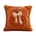 thumbnail image 2 of Fall Decorative Pillows, Pumpkin Throw Pillow Cover, 18x18 in Orange Plaid Knit Design, Couch Thanksgiving Decor, Ccwuwei, 2 of 6