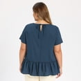 thumbnail image 3 of DARING DIVA Women's Plus Babydoll Tops Crew Neck Blouses 2X Navy Blue, 3 of 6