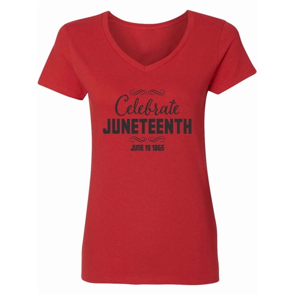 Inktastic Celebrate Juneteenth Women's V-Neck T-Shirt