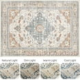 thumbnail image 5 of Toyoso 10x14 Area Rug Living Room Rug - Large Soft Machine Washable Boho Vintage Stain Resistant Floral Bedroom Rug Neutral Farmhouse Low Pile Distressed Carpet for Dorm Dining Room- Beige Blue, 5 of 9
