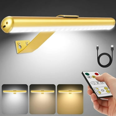 Picture Light for Wall Battery Operated with Remote,Art Light for Painting with Full Metal,Brightness Dimmable&Timer,Gallery Ligth for Pictures Painting Display,4000mAh Upgraded Gold