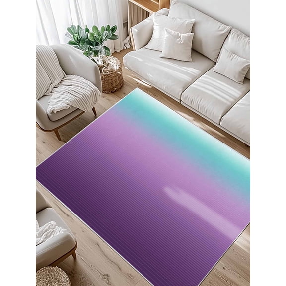 Turquoise Purple Area Rug for Bedroom 5x7 Ft Stripe Gradient Super Soft fuzzy Throw Rug Non-Slip Fluffy Plush Indoor Floor Carpet for Living Room Nursery Home Decor