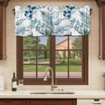 thumbnail image 6 of Navy Blue Leaves Curtain Valances for Windows, Kitchen Valance Window Treatments Panel 2 Pack, Summer Botanical Farmhouse Watercolor Leaf Rod Pocket Short Curtains for Bathroom Bedroom 42 x 18 Inch, 6 of 8