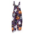 thumbnail image 6 of Womens Halloween Linen Overalls Casual Wide Leg Floral Print Loose Fit Jumpsuits Boho Bib Pants, 6 of 6