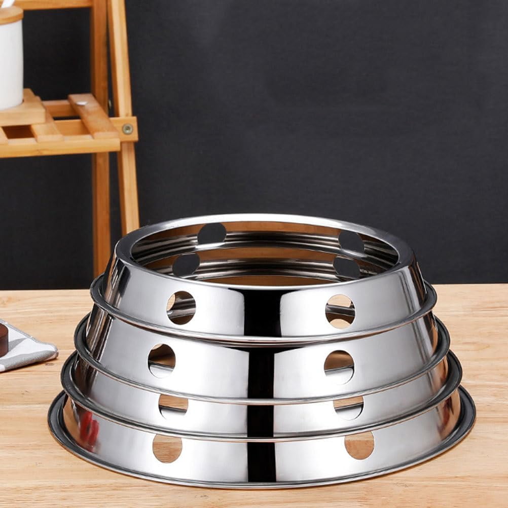 ABCISI 2 Pack Stainless Steel Wok Rings for Gas Stove, Durable Pot Holder Set, Universal Wok Ring Stand Fits Most Home Kitchens & Restaurants, Heat Resistant Cooking Rack for Wok and Frying Pan,9.2in